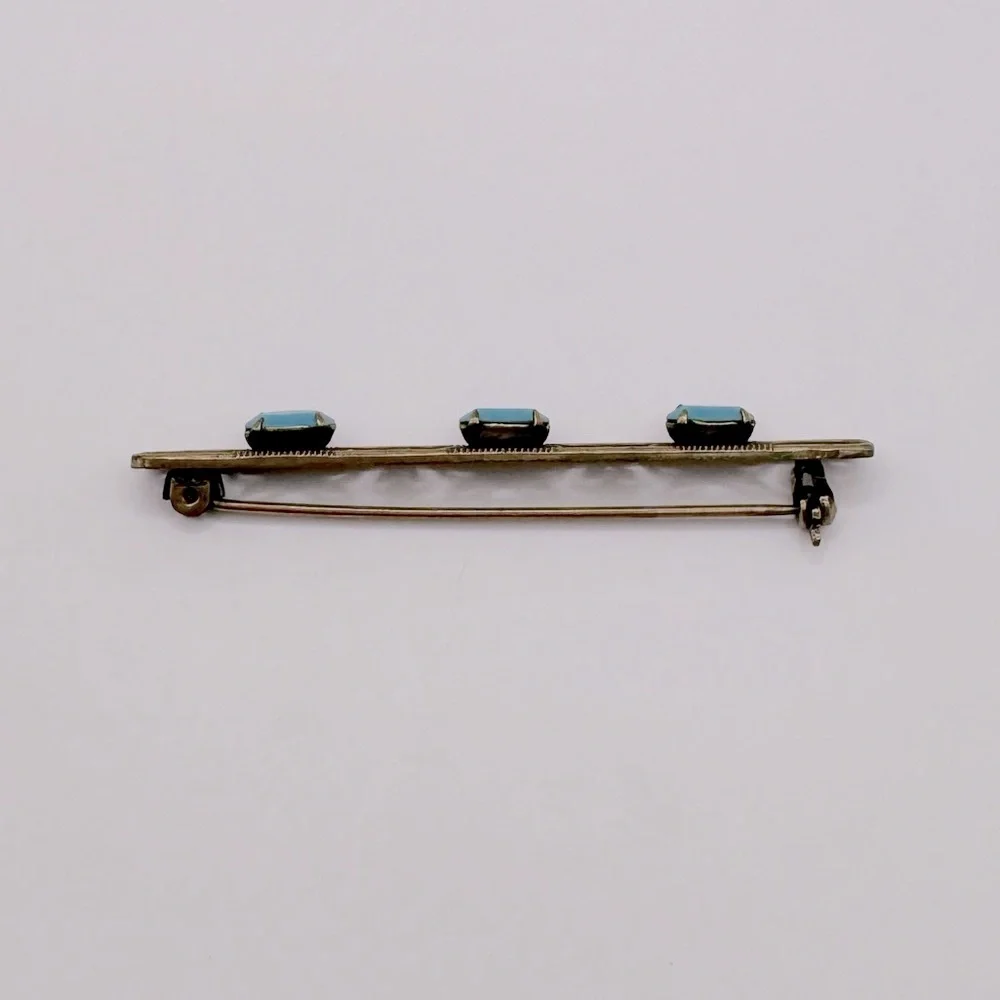 VINTAGE Filigree Crystal Bar Brooch